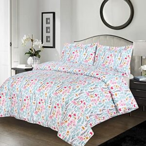 ZOYER Queen Duvet Cover Set [Daisy Day] -3 Piece Printed Comforter Cover Set with Zipper-Brushed Microfiber Soft & Comfortable Bedding Set-1 Duvet Cover with 2 Pillow Shams.