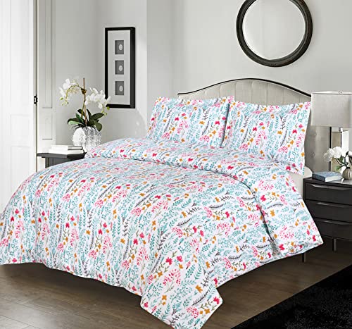 ZOYER Queen Duvet Cover Set [Daisy Day] -3 Piece Printed Comforter Cover Set with Zipper-Brushed Microfiber Soft & Comfortable Bedding Set-1 Duvet Cover with 2 Pillow Shams.