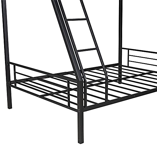 JJRY L-Shaped Metal Twin Over Full Bunk Bed with A Twin Size Loft Bed Attached A Desk and Two Inclined Ladders, Black