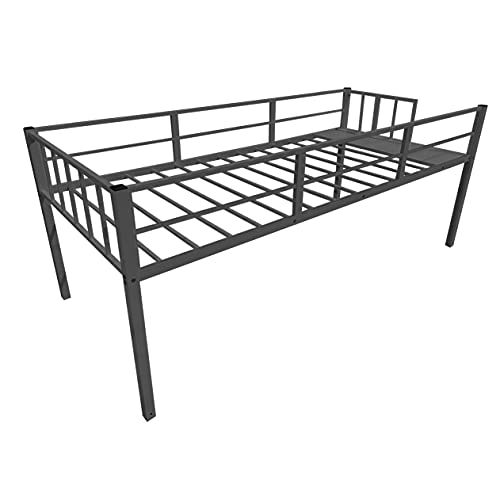 Twin Over Twin & Twin Bunk Bed, Metal Triple Bunk Bed Frame with Guardrails for Kids, Teens, Adults Space Saving, Can Be Divided Into 3 Separate Bed (Black-Metal-1)