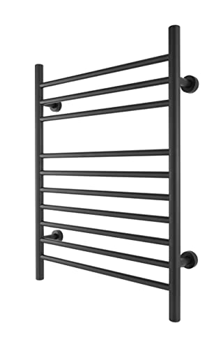 WarmlyYours TW-F10KS-HP Infinity Towel Warmer, Black, Dual Connection, 10 Bars