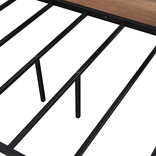 STP-Y Full Over Twin/Full Bunk Bed, Rockjame Metal Bed Frame with Shelves, No Box Spring Needed, Suit for Kids, Young Teens and Adults (Black) (Color : Black)
