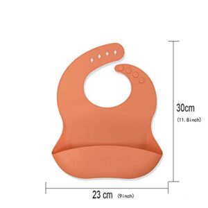 LAUIEKNA Silicone Bibs For Babies & Toddle 3PCs/Set Soft Waterproof Bibs For Girl,Adjustable Feeding Bib Berry/Dusty Rose/Custard