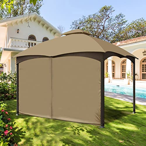 Gazebo Universal Replacement Privacy Curtain - Wonwon Privacy Panel Canopy Side Wall with Zipper for 10' x 12' Outdoor Gazebo (Khaki)