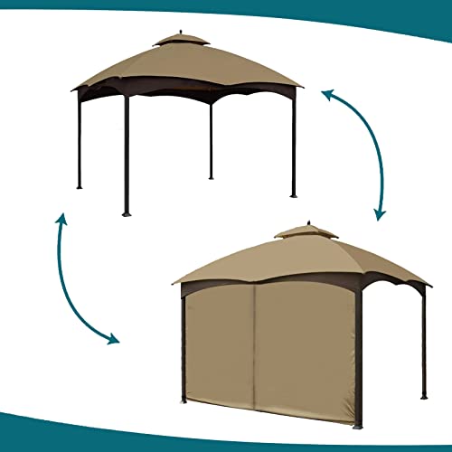 Gazebo Universal Replacement Privacy Curtain - Wonwon Privacy Panel Canopy Side Wall with Zipper for 10' x 12' Outdoor Gazebo (Khaki)