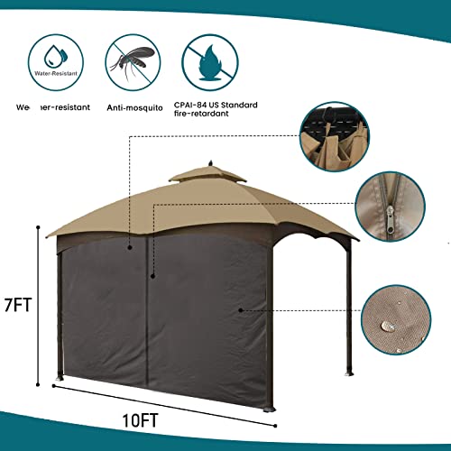 Gazebo Universal Replacement Privacy Curtain - Wonwon Privacy Panel Canopy Side Wall with Zipper for 10' x 10' Outdoor Gazebo (Brown)