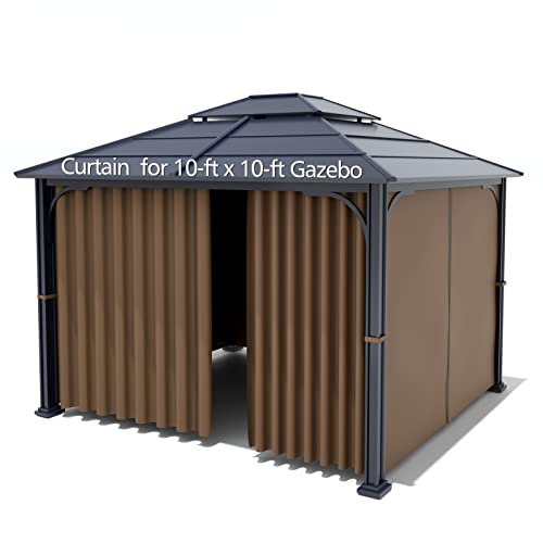 Gazebo Universal Replacement Privacy Curtain - Wonwon Privacy Panel Canopy Side Wall with Zipper for 10' x 10' Outdoor Gazebo (Brown)
