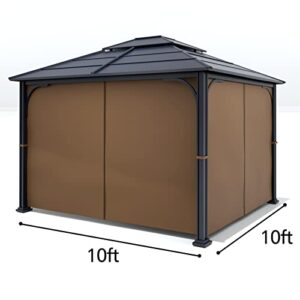 Gazebo Universal Replacement Privacy Curtain - Wonwon Privacy Panel Canopy Side Wall with Zipper for 10' x 10' Outdoor Gazebo (Brown)