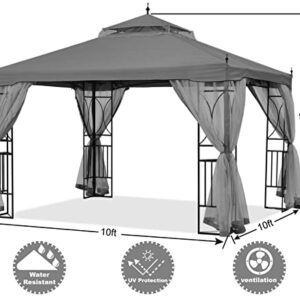 ABCCANOPY Patio Outdoor Gazebo 10X10 - Gazebo Canopy with Netting and Corner Frame Screen Wall for Backyard,Garden Gazebo Lawn (Dark Grey)