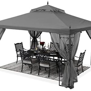 ABCCANOPY Patio Outdoor Gazebo 10X10 - Gazebo Canopy with Netting and Corner Frame Screen Wall for Backyard,Garden Gazebo Lawn (Dark Grey)