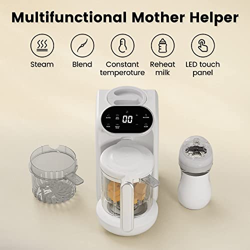 Baby Food Maker | Baby Food Processor Blender Mill Grinder Steamer | Purée Blender Maker for Babies | Ergonomic Touch Screen Control | Bottle Warmer Function| Free Baby Food Recipe Book