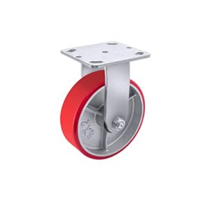 6"x 2" heavy duty casters - industrial casters polyurethane caster with strong load-bearing capacity 1200 lb, rigid caster, widely used in furniture,workbrench,tool box(1 rigid)