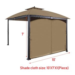 MIHU Gazebo Replacement Curtains for 10x10 or 10x12 Outdoor Gazebo, One Sidewall Privacy Panel with Zipper, Khaki