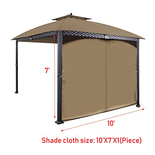 MIHU Gazebo Replacement Curtains for 10x10 or 10x12 Outdoor Gazebo, One Sidewall Privacy Panel with Zipper, Khaki