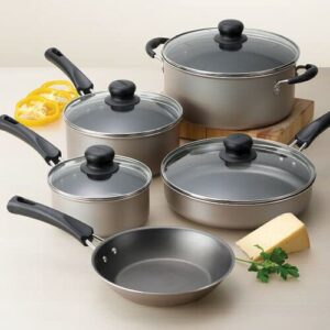 9 pieces nonstick pots & pans cookware set kitchen kitchenware cooking new (champagne) (80143/074)