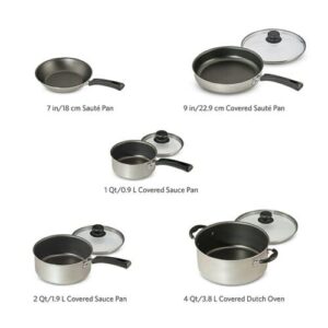 9 Pieces Nonstick Pots & Pans Cookware Set Kitchen Kitchenware Cooking NEW (Champagne) (80143/074)