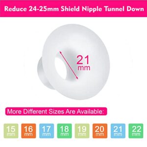 Durceler 21mm Silicone Flange Inserts Compatible with Medela/for Spectra S1 S2 / Elvie/Willow go/Momcozy S12/ TSRETE 24mm Breast Pump Shields or Freemie 25mm; Reduce Nipple Tunnel Down to 21mm