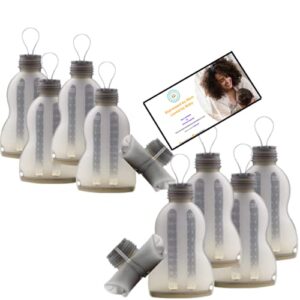 the milk mission silicone milk storage bag(10pk)- reusable breast milk freezer bags for breastfeeding,breast milk saver,storing pouches,breast pump accessories,self standing,leak proof,bpa free