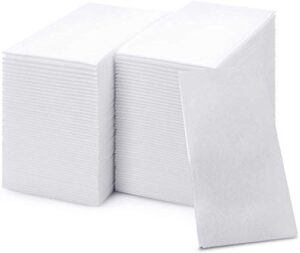 50 large disposable guest towels for bathroom, premium linen-like, multi-fold, cloth-feel napkins, a hygienic solution for kitchen, party, weddings and events