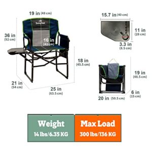 SUNNYFEEL Oversized Camping Directors Chair, Portable Folding Lawn Chairs for Adults Heavy Duty with Side Table,Pocket for Beach, Fishing,Picnic,Concert Outdoor, Foldable Camp Chairs