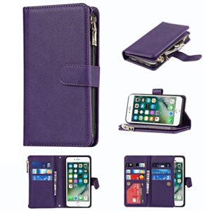 Jaorty iPhone SE 2022/SE 2020/iPhone 8/iPhone 7 Phone Case Wallet for Women Men with Card Holder,iPhone SE 2022 Crossbody Case with Strap Shoulder Lanyard,Zipper Pocket PU Leather Cases,4.7" Purple