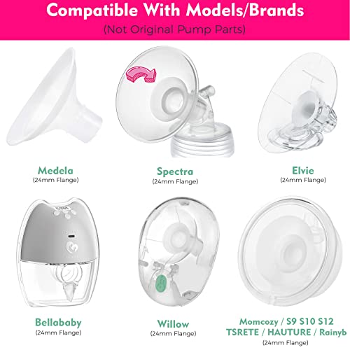 Durceler 19mm Silicone Flange Inserts Compatible with Medela/for Spectra S1 S2 / Elvie/Willow go/Momcozy S12/ TSRETE 24mm Breast Pump Shields or Freemie 25mm; Reduce Nipple Tunnel Down to 19mm