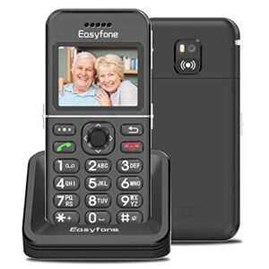 easyfone t100 4g unlocked feature cell phone for seniors | easy-to-use | clear sound | big buttons | 2.0'' hd display | sos w/gps | sim card & flexible data plans | 1500mah battery and charging dock