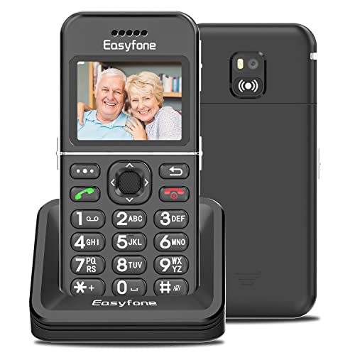 Easyfone T100 4G Unlocked Feature Cell Phone for Seniors | Easy-to-use | Clear Sound | Big Buttons | 2.0'' HD Display | SOS w/GPS | SIM Card & Flexible Data Plans | 1500Mah Battery and Charging Dock