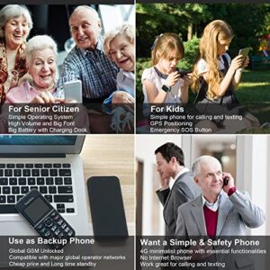 Easyfone T100 4G Unlocked Feature Cell Phone for Seniors | Easy-to-use | Clear Sound | Big Buttons | 2.0'' HD Display | SOS w/GPS | SIM Card & Flexible Data Plans | 1500Mah Battery and Charging Dock