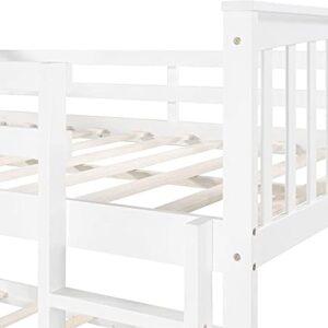 STP-Y Twin Over Twin Bunk Bed with Trundle, Solid Wood Bunk Beds for (White) (Color : White, Size : Full Over Full)