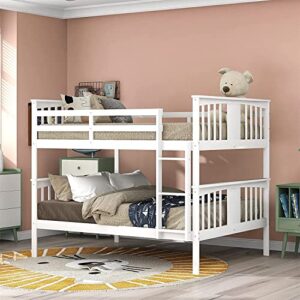 stp-y twin over twin bunk bed with trundle, solid wood bunk beds for (white) (color : white, size : full over full)
