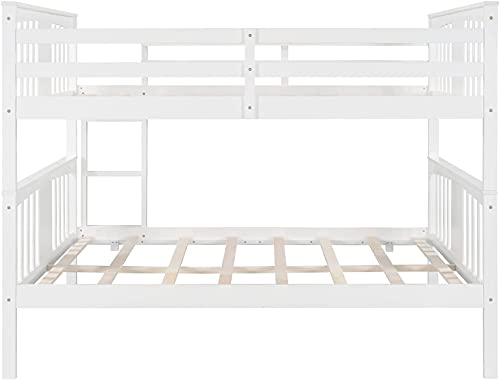 STP-Y Twin Over Twin Bunk Bed with Trundle, Solid Wood Bunk Beds for (White) (Color : White, Size : Full Over Full)