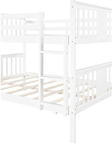 STP-Y Twin Over Twin Bunk Bed with Trundle, Solid Wood Bunk Beds for (White) (Color : White, Size : Full Over Full)