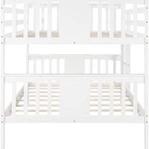 STP-Y Twin Over Twin Bunk Bed with Trundle, Solid Wood Bunk Beds for (White) (Color : White, Size : Full Over Full)