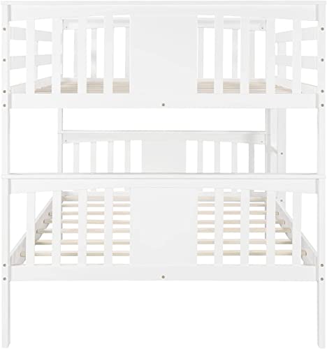 STP-Y Twin Over Twin Bunk Bed with Trundle, Solid Wood Bunk Beds for (White) (Color : White, Size : Full Over Full)