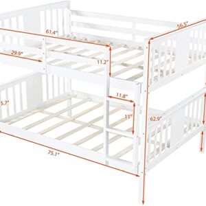 STP-Y Twin Over Twin Bunk Bed with Trundle, Solid Wood Bunk Beds for (White) (Color : White, Size : Full Over Full)