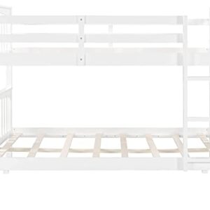 STP-Y Twin Over Twin Bunk Bed with Trundle, Solid Wood Bunk Beds for (White) (Color : White, Size : Full Over Full)