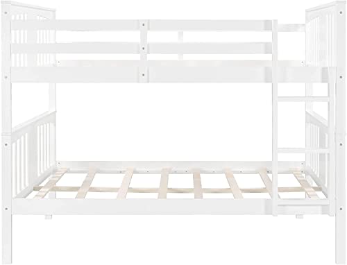 STP-Y Twin Over Twin Bunk Bed with Trundle, Solid Wood Bunk Beds for (White) (Color : White, Size : Full Over Full)