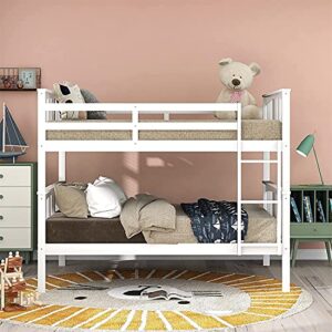 STP-Y Twin Over Twin Bunk Bed with Trundle, Solid Wood Bunk Beds for (White) (Color : White, Size : Full Over Full)