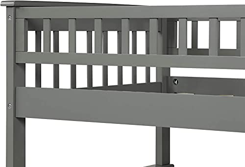 STP-Y Bunk Beds Twin Over Twin Wood Bunk Bed Frame for Boys Girls Teens, Can be Divided into 2 Beds, Gray (Color : Grey, Size : Twin Over Full)