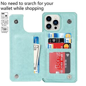 Cavor for iPhone 13 Pro Max Phone Case with Card Holder,[3 Card Slots] [with Lanyard] PU Leather Flip Shockproof Case Wallet for iPhone 13 Pro Max-Green