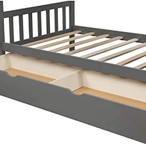 STP-Y Convertible Bunk Bed, Wood Bunk Bed with Storage Shelves and Drawers, Convertible Bottom Bed, Twin Over Twin/Twin Over Full, Grey