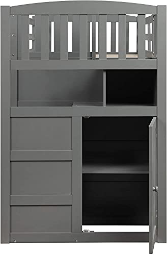 STP-Y Convertible Bunk Bed, Wood Bunk Bed with Storage Shelves and Drawers, Convertible Bottom Bed, Twin Over Twin/Twin Over Full, Grey