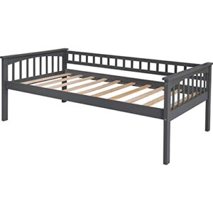 STP-Y Bunk Beds Full Over Full with Drawers, Solid Wood Full Bunk Beds with Ladder for Boys Girls Teens Adults, Gray (Color : Twin Gray)