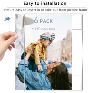 DZZ 4x6 Picture Frame,Clear Acrylic Picture Frames Display 4x6 Picture,Wall Mounting Clear Picture Photo Frames for Home,School,office,-Vertical,Set of 6