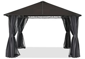 10x12 hardtop patio gazebo with curtains and netting by abccanopy