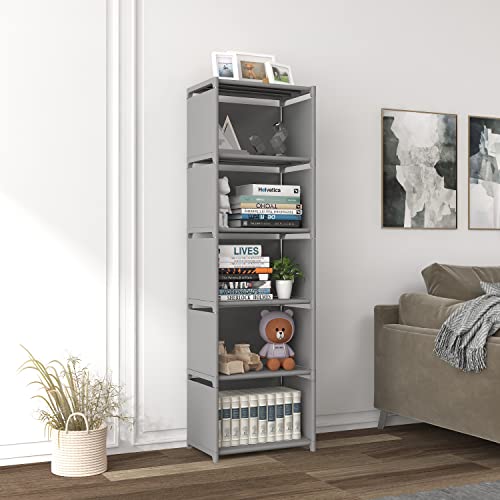 RIIPOO Storage Cube Shelves, 5-Cube Organizer Shelf for Bedroom Closet, 6-Layer Small Bookshelf, Bookcase Unit for Small Spaces
