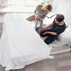 Utopia Bedding Cotton Waffle Blanket 300 GSM (White - 90x90 Inches) Soft Lightweight Breathable Bed Blanket Queen Size Layering Any Bed for All Season