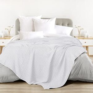 Utopia Bedding Cotton Waffle Blanket 300 GSM (White - 90x90 Inches) Soft Lightweight Breathable Bed Blanket Queen Size Layering Any Bed for All Season