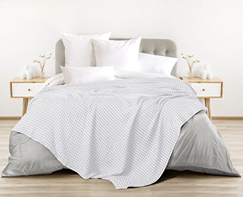 Utopia Bedding Cotton Waffle Blanket 300 GSM (White - 90x90 Inches) Soft Lightweight Breathable Bed Blanket Queen Size Layering Any Bed for All Season